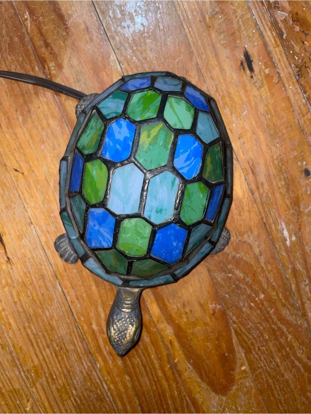 Turtle Tiffany-Style Stained Glass Accent Lamp - Blue & Green